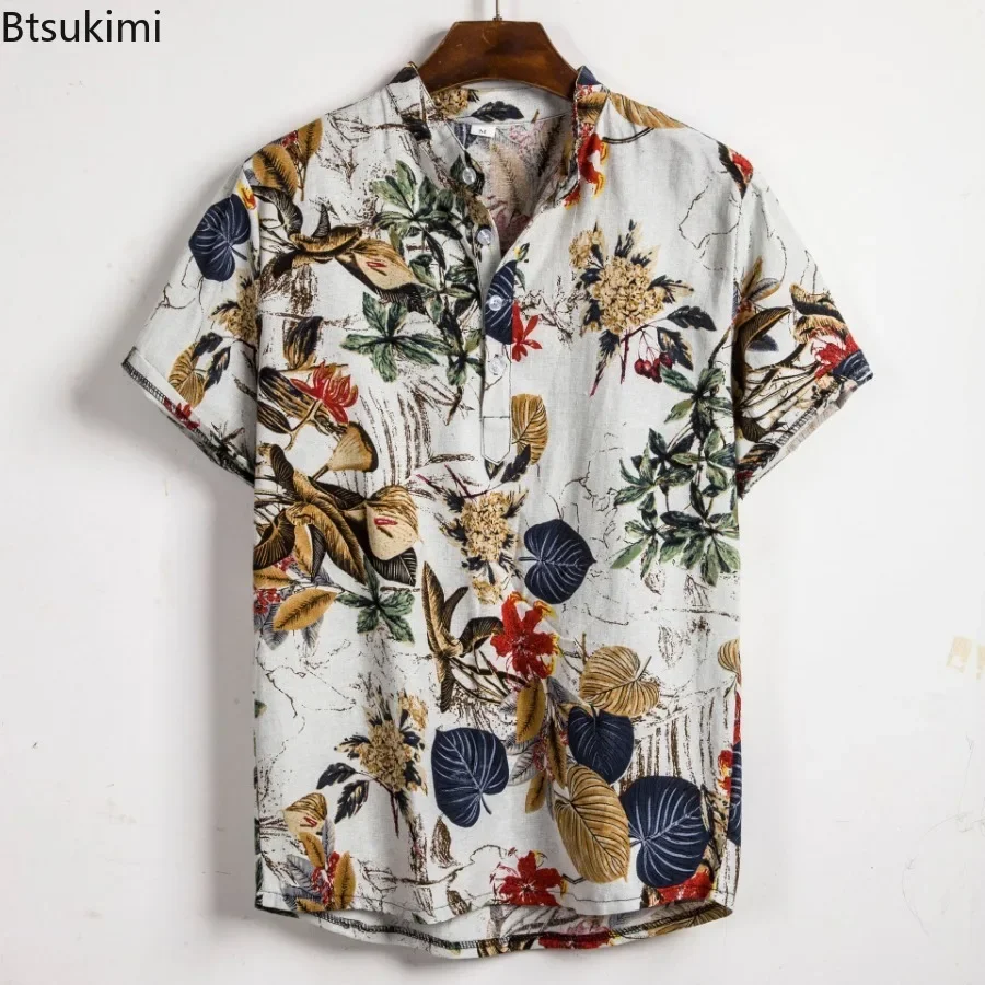 Vintage Hawaiian Floral Shirt - ホット販売男性ハワイアン花柄シャツファッションヴィンテージカジュアル半袖シャツ夏のビーチ休暇ブラウス男性ストリート