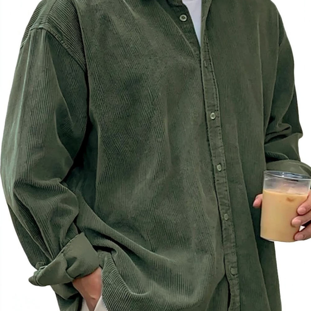 メンズ コーデュロイシャツ 長袖 カジュアル ゆったりとした - Corduroy Button Up Shirt Men のレビューと価格