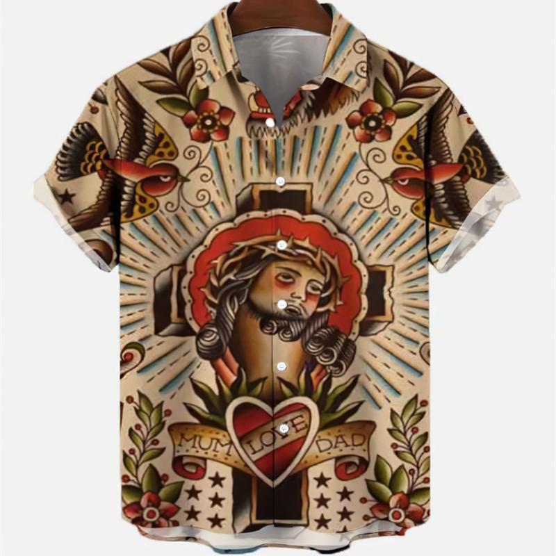 メンズ半袖シャツ,夏のファッション,カジュアルなマーメイドブ - Vintage Hawaiian Floral Shirt のレビューと価格