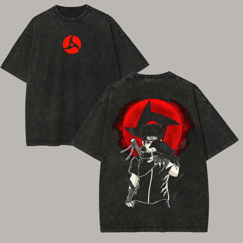 ナルト、シスイ・ウチハ、Tシャツ、万花瞳、ヴィンテージ、アシ - Acid Wash Vintage Graphic T Shirt のレビューと価格
