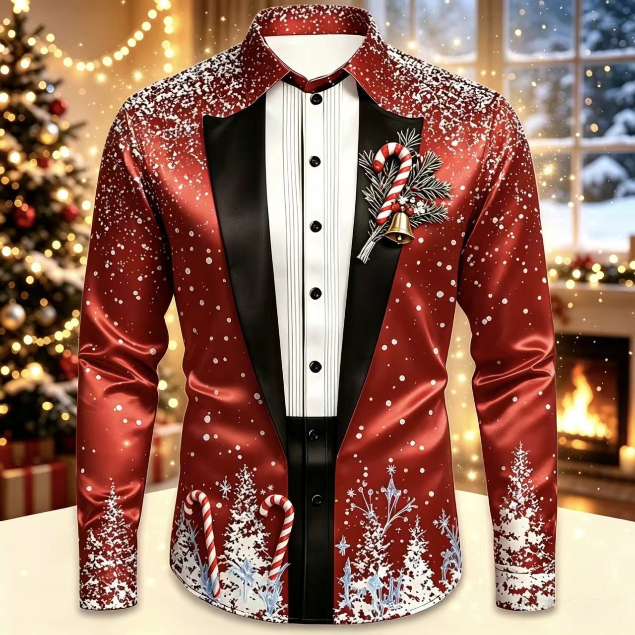 Men Christmas Satin Long Sleev - Mens Satin Silk Dress Shirt のレビューと価格