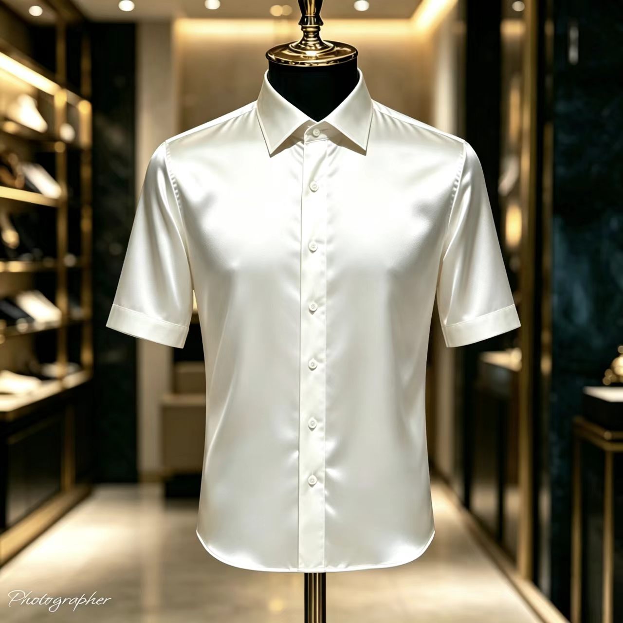 Men's Solid Color Satin Short- - Mens Satin Silk Dress Shirt のレビューと価格
