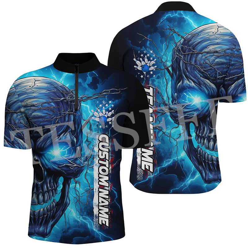 カスタマイズされた名前のジッパー付きポロジャージーシャツ,レ - Short Sleeve Bowling Shirt Retro のレビューと価格