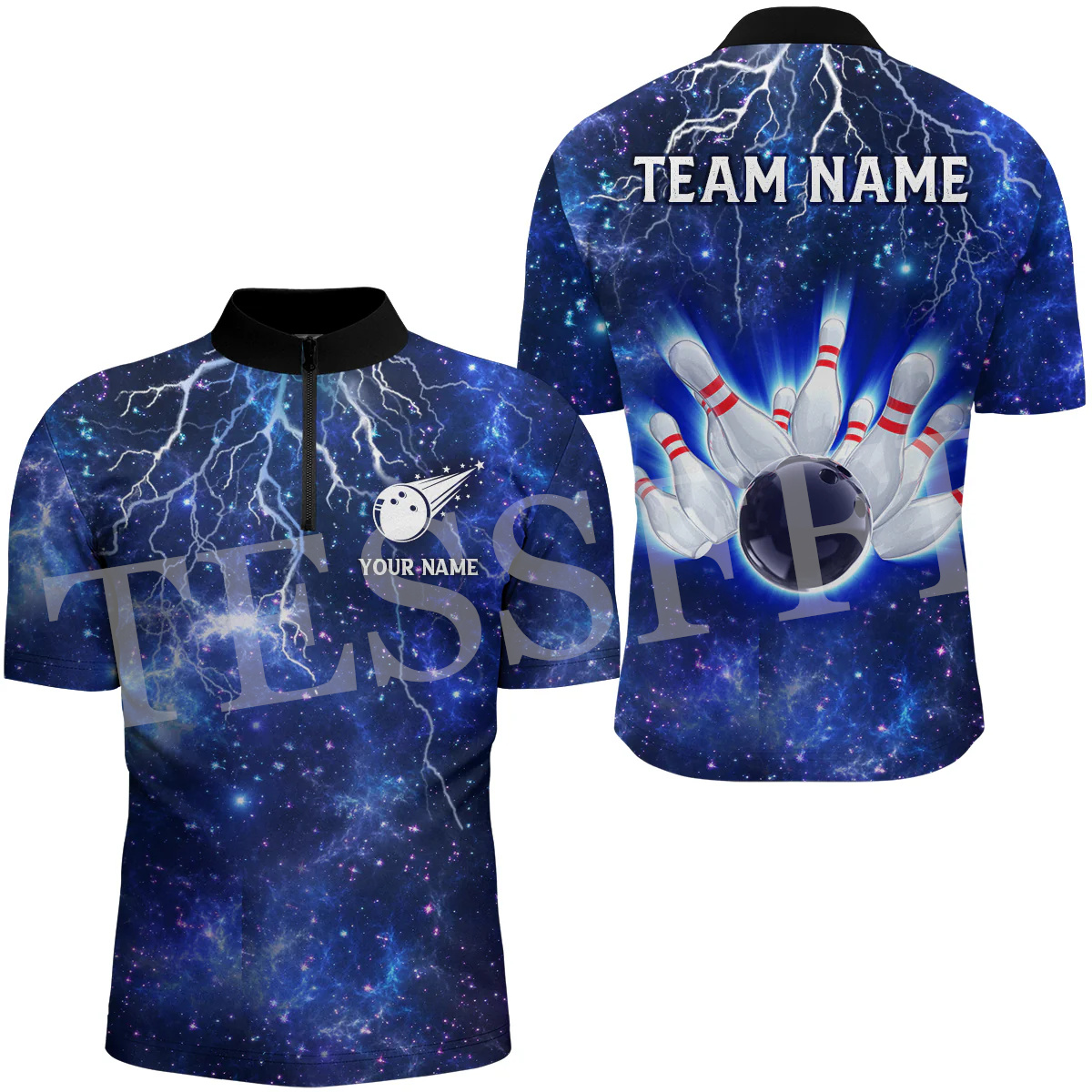 カスタマイズされた名前のジッパー付きポロジャージーシャツ,レ - Short Sleeve Bowling Shirt Retro のレビューと価格